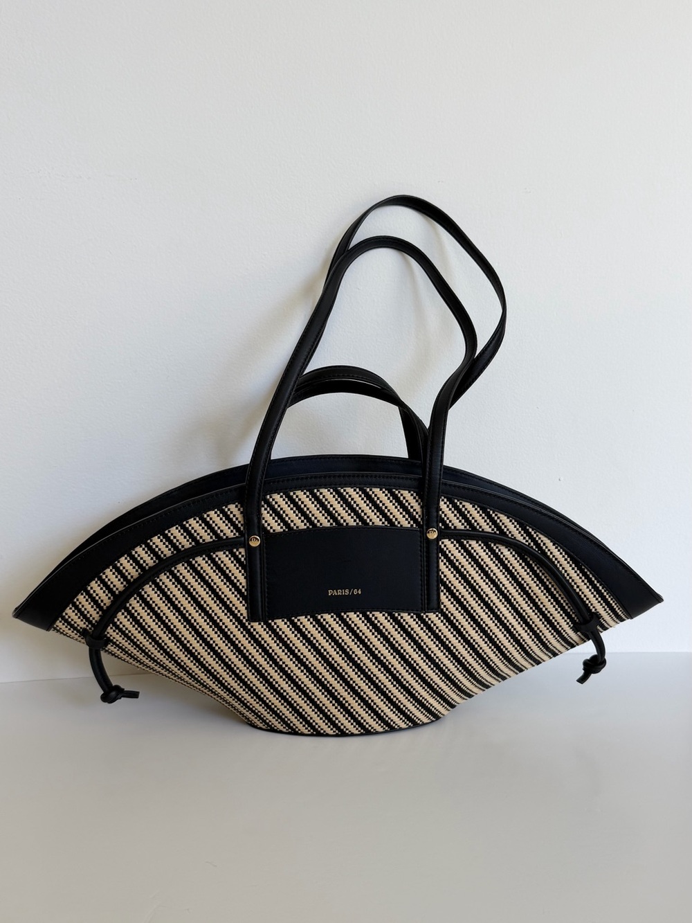 Black & Natural Woven Crescent Tote - Picture 2 of 10